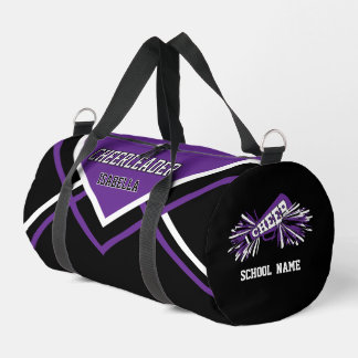 Sac De Sport Pompom Girl Personnalisé | Violet, Noir, Blanc