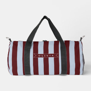 Sac De Sport Pré-imprimé personnalisé marron bleu cabane rayé