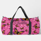 Sac De Sport Pretty Girly pink glitter butterflies monogram (Recto)