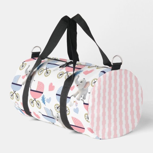 Sac De Sport Print Cut Sew Bag Duffel Pink & Blue Elephant (Coin gauche)