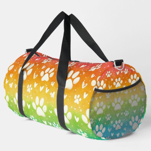 Sac De Sport Rainbow Gradient White Paw Print (Coin droit)