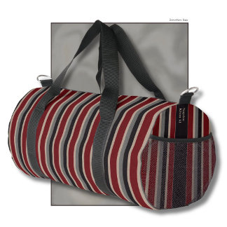 Sac De Sport Rayures Rétro Classique Rouge Foncé Bleu Beige