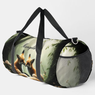 Sac De Sport Renard câlin dans une forêt brumeuse Personnalisé
