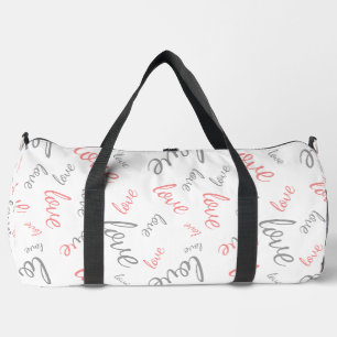 Sac De Sport Rose et Gris Romantiques Amour Écriture Cursive