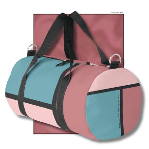 Sac De Sport Rose poudré, Noir et votre texte, tricolore