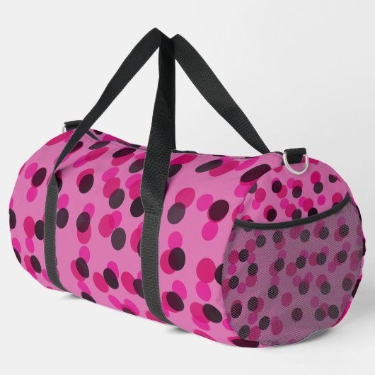 Sac De Sport rose vif et points noirs (Coin droit)