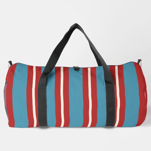 Sac De Sport Rouge et Bleu vif Motif rayé Design moderne (Verso)