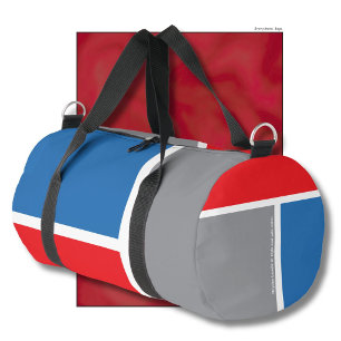 Sac De Sport Rouge, gris, bleu et votre texte, tricolore