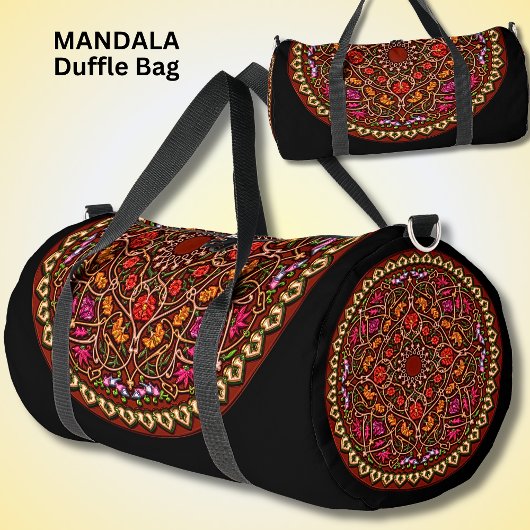 Sac De Sport Rouge Mandala Rouge or brillant sur noir