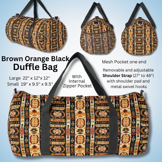 Sac De Sport Rouge noir orange Brown géométrique Abstraite