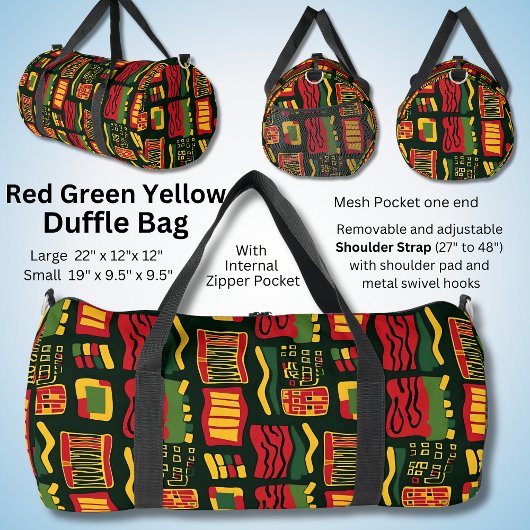 Sac De Sport Rouge vert jaune noir Abstrait géométrique