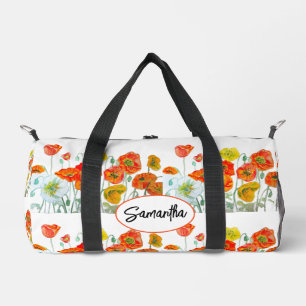 Sac De Sport Ruban de fleur aquarelle orange rouge coquelicot