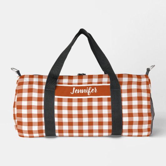 Sac De Sport Rust Red Plaid Gingham Personalized (Recto)