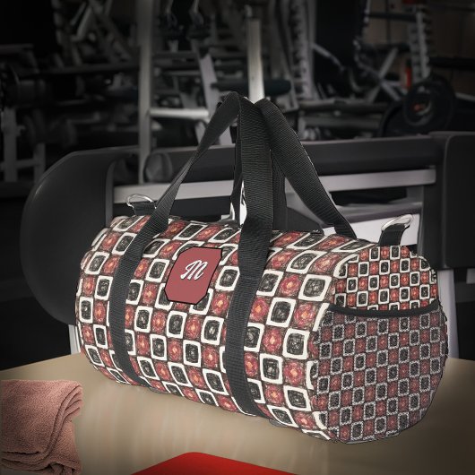 Sac De Sport Script Monogramme moderne élégant Noir Rouge