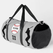 Sac De Sport Silhouette du joueur de baseball gris Nom Numéro (Coin droit)