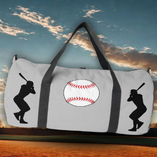 Sac De Sport Silhouette du joueur de baseball gris Nom Numéro