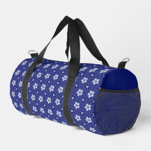 Sac De Sport simple floral solide bleu motif rétro petit flowe