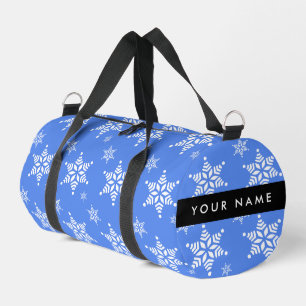 Sac De Sport Snowflakes blanc, Bleu, Votre nom, Personnaliser
