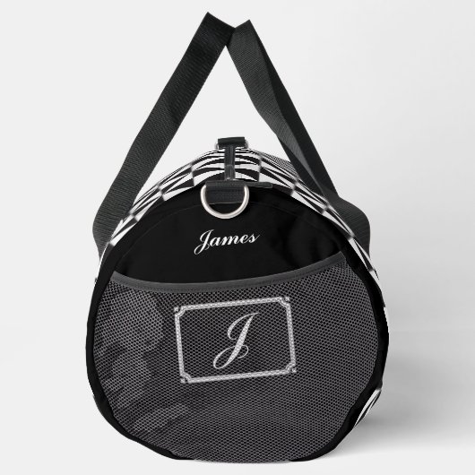 Sac De Sport Soccer Boys Motif géométrique Blanc noir Monogramm (Droite)
