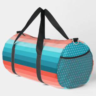 SAC DE SPORT STRIPES HORIZONTALES AQUA BLUE & CORAL ORANGE