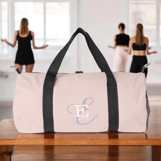 Sac De Sport Style Unique Monogramme Typographie Blush Rose