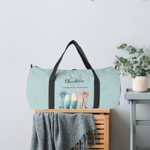 Sac De Sport Surf planches palmiers rétro aqua turquoise