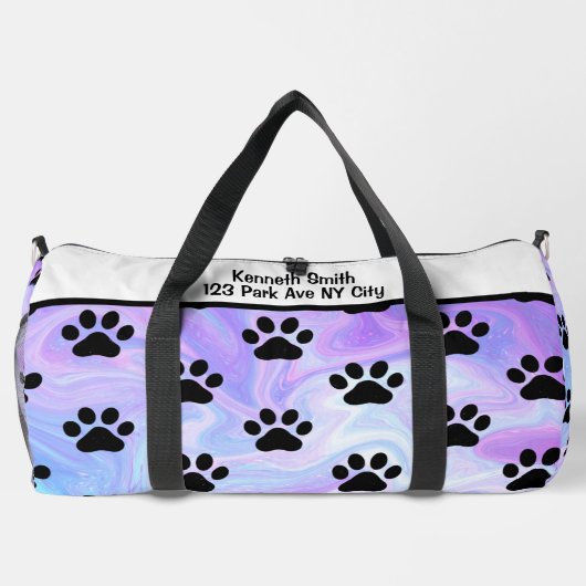 Sac De Sport Swirl Marble Paw Print Pet monogram personalize