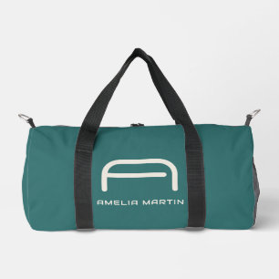 Sac De Sport Téal Alexandrite Moderne Monogramme Géométrique