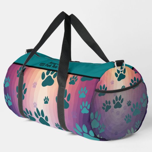 Sac De Sport Teal Gradient Paw Print (Coin droit)