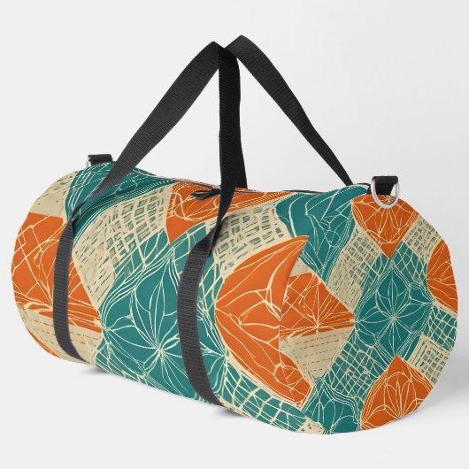Sac De Sport Teal, Orange, and Tan Abstract Flowers (Coin gauche)