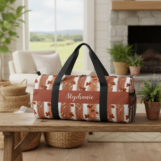 Sac De Sport Terracotta Wildflower Monogram Boho