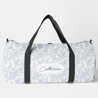 Sac De Sport Toile Fleurie en Dentelle Personnalisée Bleue