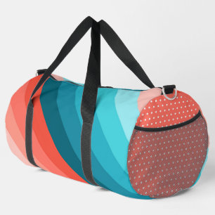 SAC DE SPORT TONS D'AQUA BLEU & CORAL ORANGE STRIPES & POTS