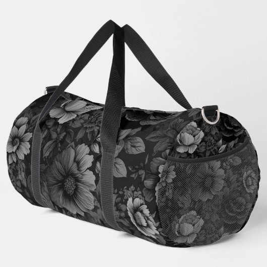Sac De Sport Tons de gris floral (Coin droit)