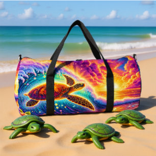 Sac De Sport Tortue de coucher de soleil vibrant Voyager Monogr