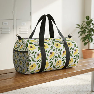 Sac De Sport Tournesol aquarelle jaune vert Fleur sauvage