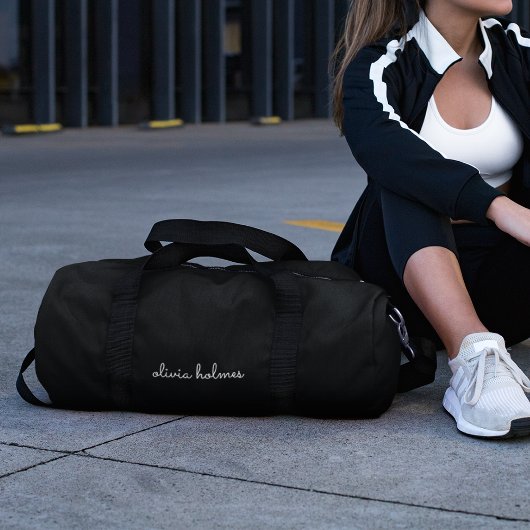 Sac De Sport Trendy Monogram | Name de script noir moderne