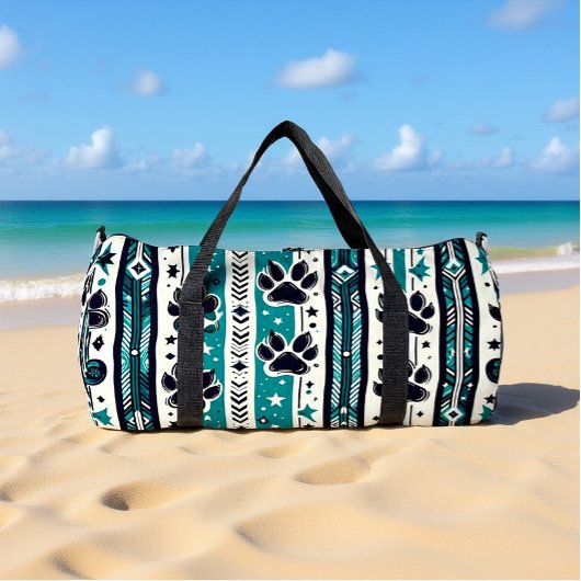 Sac De Sport Tribal Paw Print Teal 