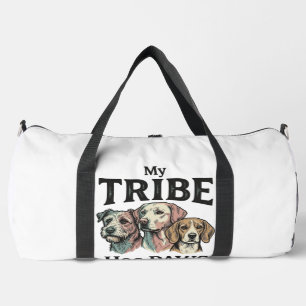 Sac De Sport Tribu de chiens a des pattes dessin de gravure vin