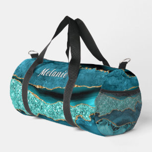 Sac De Sport Turquoise Blue Gold Turquoise Nom personnalisé Duf