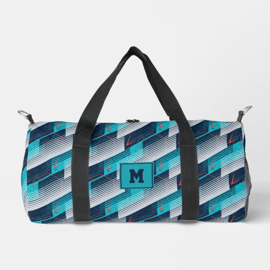 Sac De Sport Turquoise Marine Gris Abstrait Géométrique Stripes (Recto)