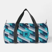 Sac De Sport Turquoise Marine Gris Abstrait Géométrique Stripes (Verso)