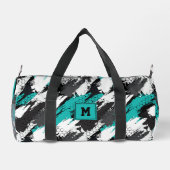 Sac De Sport Turquoise noir blanc Abstrait rayures géométriques (Verso)