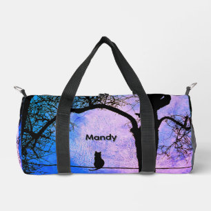 Sac De Sport Un chat noir sur un fil Nom de la Pleine lune