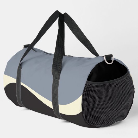 Sac De Sport Vagues simples 2 en noir, gris et crème (Coin droit)