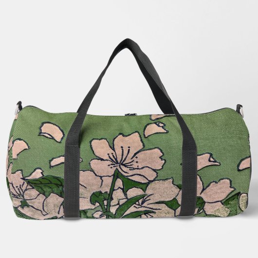 Sac De Sport Vert à Fleurs Roses (Recto)