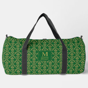 Sac De Sport Vert émeraude et or, motif damassé sans couture