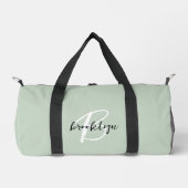 Sac De Sport Vert sauge tendance monogramme script noir et blan (Recto)