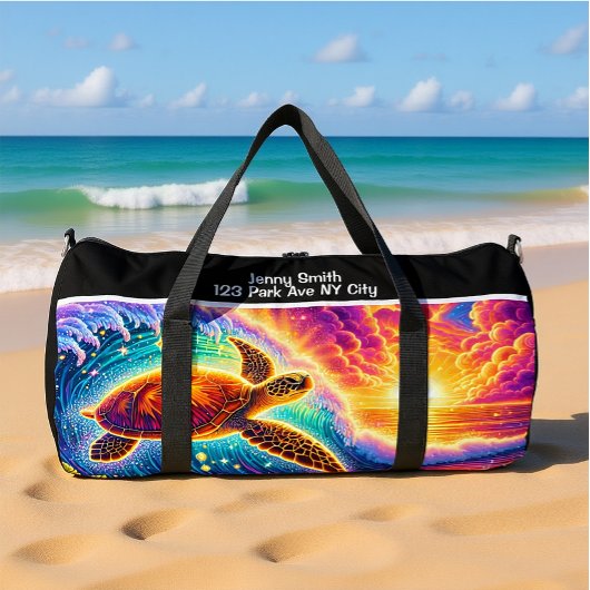 Sac De Sport Vibrant Sunset Turtle Travel Monogram Personalize