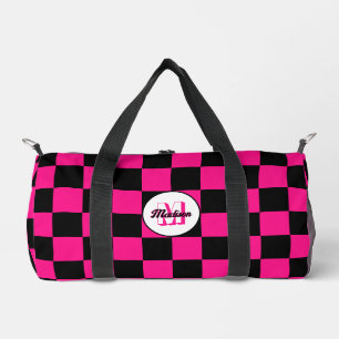 Sac De Sport Vichy Rose vif Noir géométrique rétro Monogramme